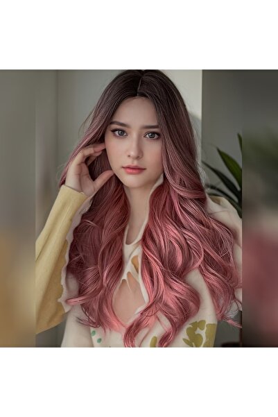 animis beauty Ροζ περούκα ombre, συνθετικές ίνες υψηλής ποιότητας, μακριά κυμ...
