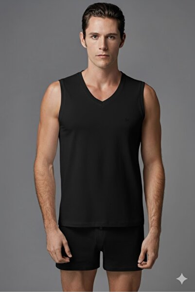 Eros Men's 100% Cotton V-Neck Zero Sleeve 2-Pack Undershirt Ers031