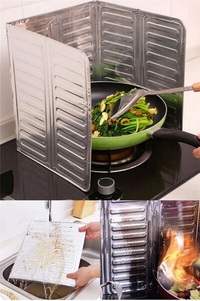 Özlem Toys Cooker Oil Protector Aluminum Foil Anti-Burn and Stain Folding Was...