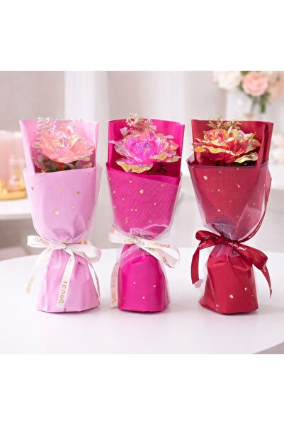 LOVE Buchet Decorativ cu Trandafir Cristalizat 24cm, în Cutie Transparentă di...