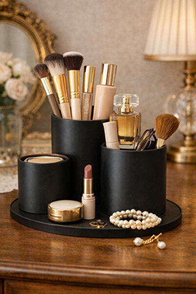 PrintaBox 3’lü Silindir Masaüstü Organizer Set – Ofis & Makyaj Düzenleyici Stand