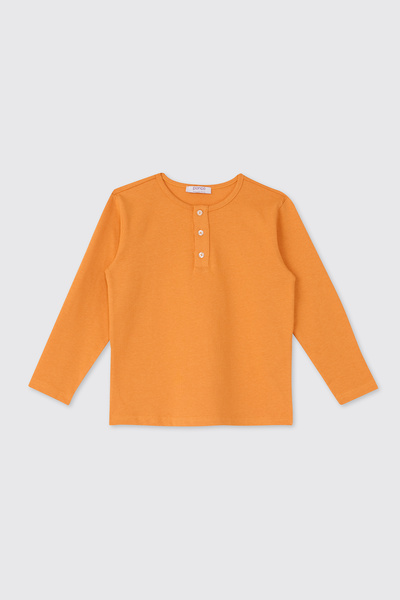 Panço Erkek Çocuk Yakası Düğmeli Oranj Tişört