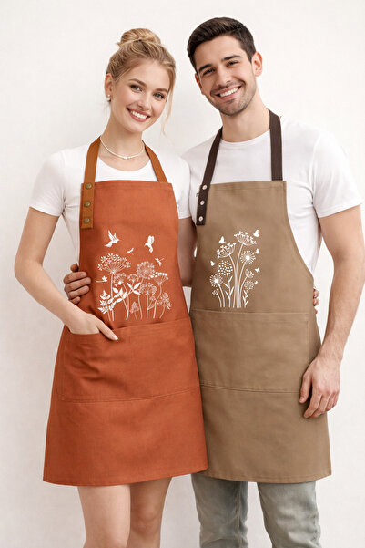 Hulganz Mutfak Önlüğü Seti 2'li Leke Tutmaz Kumaş Baskılı Şef Bulaşık Worksho...