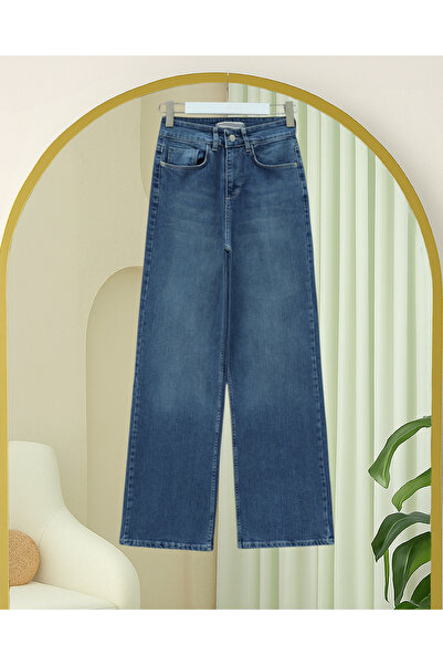 Modamorfo Zippered Palazzo Jeans with Pockets -Tint