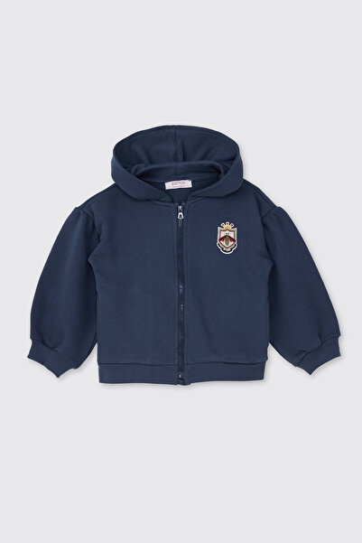 Panço Kız Bebek Fermuarlı Lacivert Sweatshirt