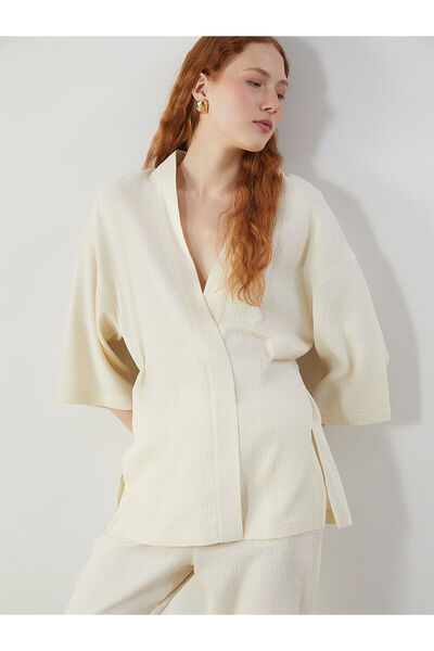 LC Waikiki Vizyon New Season Shawl Collar Oversized Women's Kimono