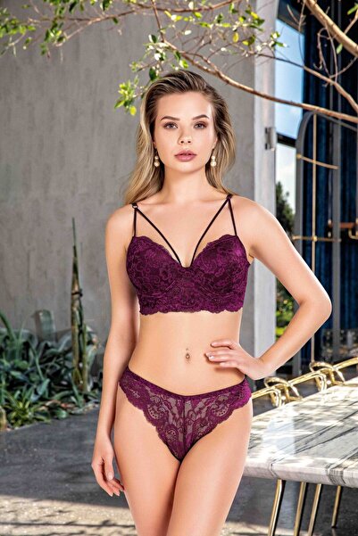 Nurteks Desteksiz Sütyen Külot Takımı-95B - Bordo