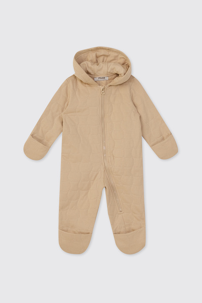 Panço Yenidoğan Uzun Kollu Patikli Kapitone Bej Tulum