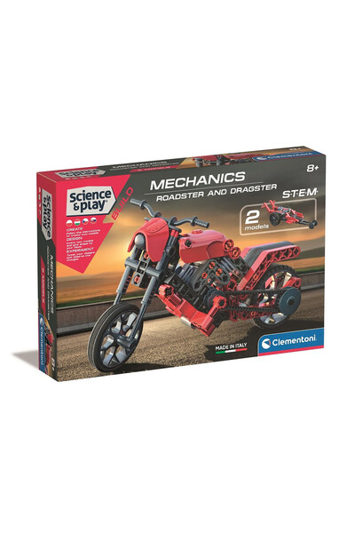 CLEMENTONI Roadster and Dragster Motorcycle and Race Car Building Set
