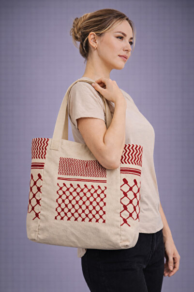 Nulivez Palestinian Kufiyesi Patterned Cloth Bag – Large Size Daily Shopping ...