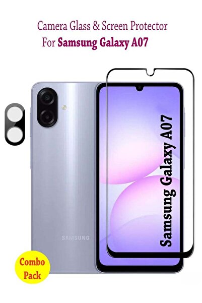 Generic مجموعة واقي شاشة زجاجي مقوى لهاتف سامسونج جالاكسي A07 - أسود
