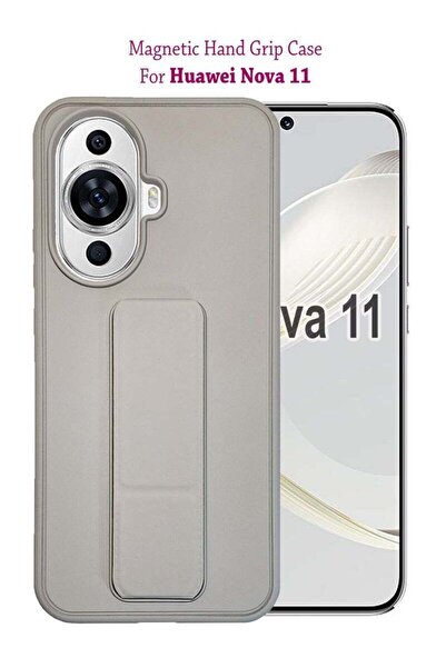Generic Premium Silicone Magnetic Hand Grip Case Cover for Huawei Nova 11 - Grey
