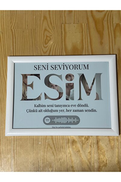 Kişiye Özel İsimli A4 Çerçeveli Seni Seviyorum Tablosu – Spotify Konsept Romantik Hediye