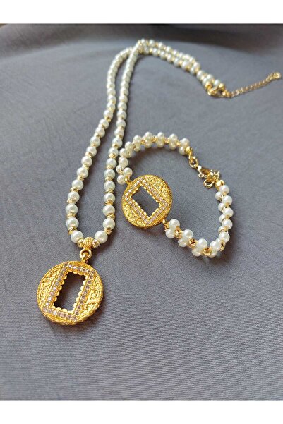 GEZERGOLD TAKI GRAM KÜLÇE bileklik kolye incili dorikalı set 60cm