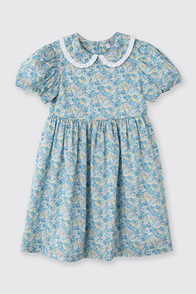 Panço Liberty Kumaş Çiçek Desenli Kız Bebek Elbise