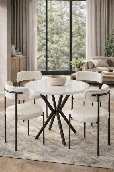 todek home Aris Modern Masa Sandalye Takımı - 4 Kişilik Mutfak Masası ve Sand...