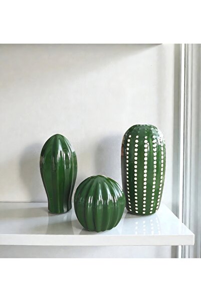 Gold Home Seramik Üçlü Kaktüs Set