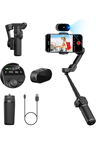 Fogy Smart X2 Eksenli Gimbal Sabitleyici Uzatma Çubuğu Yüz ve Nesne Takip Vid...