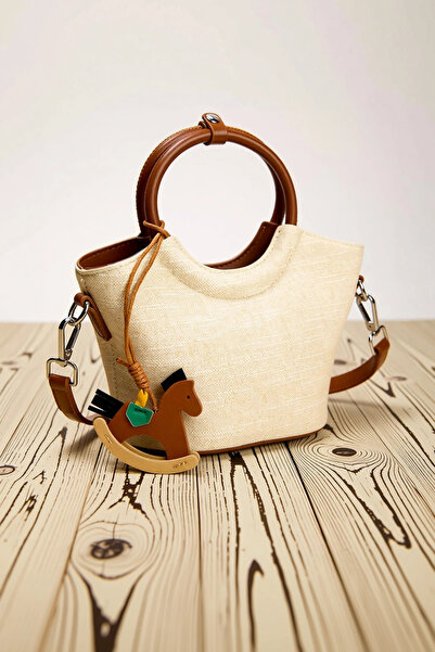 BENERLY Women's Mini Shoulder Bag with Textile Texture, Round Handle, Removab...