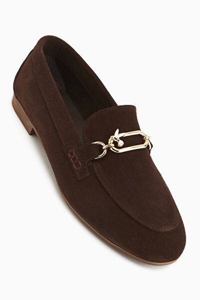 Limoya Alessa Genuine Leather Brown Buckle Loafer Women's Casual Loafer Shoes