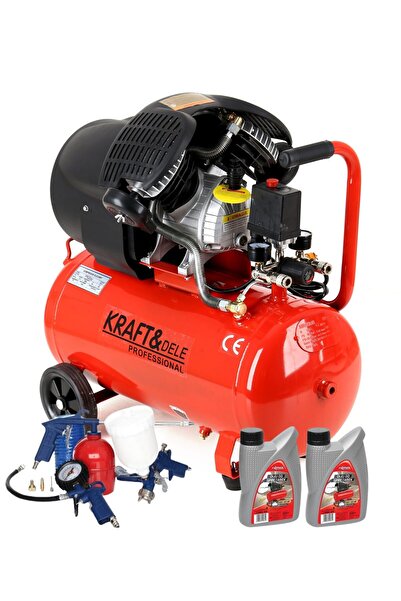 Kraft&dele Set compresor de aer cu ulei, 50L, 2 pistoane, set 8 în 1, 3 kw, 5...