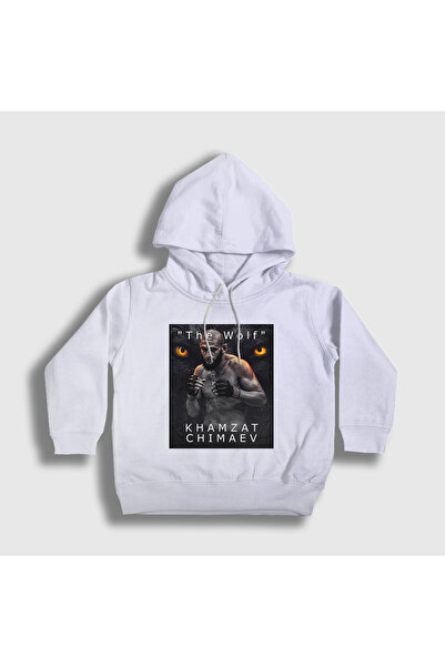 Presmono Unisex Kids White Wolf Kurt Khamzat Chimaev Mma Ufc Hooded Sweatshir...