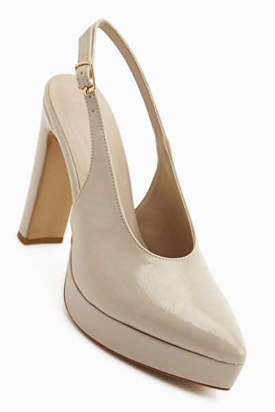 Limoya Ramia Beige Pointed Toe Platform Heeled Women's Shoes