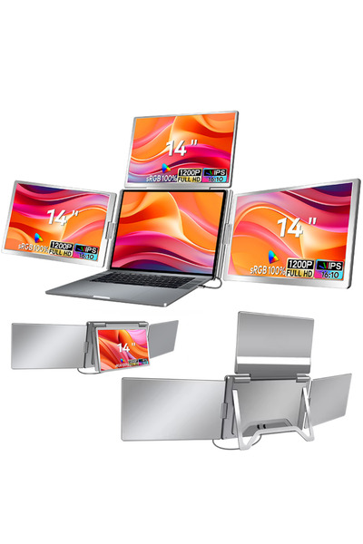 Qova Expandable and Portable Laptop Monitor, Qova®, 3 14" inch Full HD 1200P ...