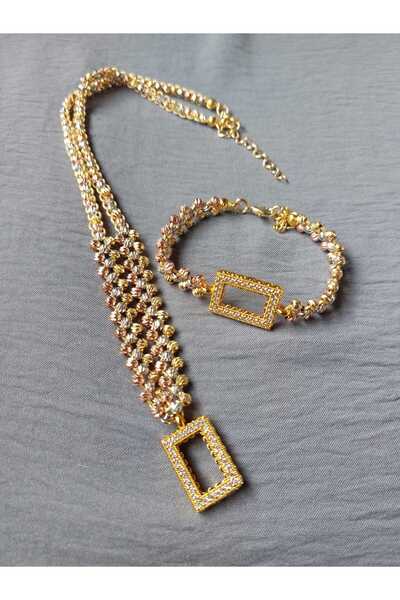 GEZERGOLD TAKI üçrenk lüx dorikalı gram külçe kolye bileklik 22ayar altın kap...