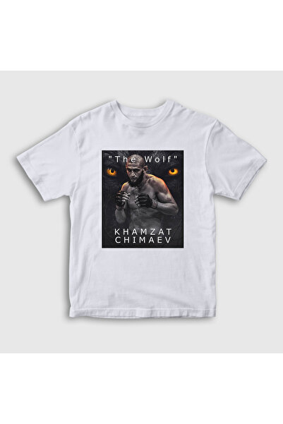 Presmono Unisex Kids White Wolf Kurt Khamzat Chimaev Mma Ufc T-Shirt 429261Tt