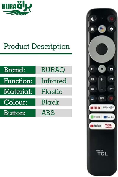 BURAQ جهاز تحكم عن بعد من TCL لتلفزيون TCL Mini-LED QLED 4K UHD الذكي