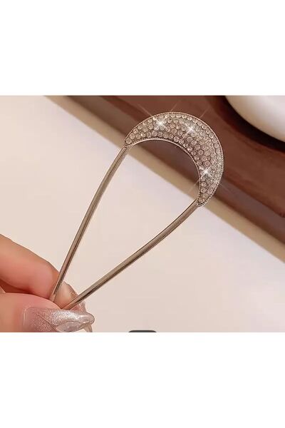 SOFT Кам'яний U-подібний срібний шпилька для волосся, вінтажна шпилька для во...