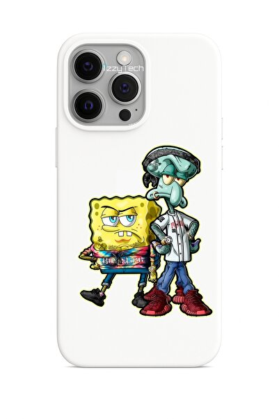 izzytech حافظة سيليكون بنمط سبونج بوب وسكويدوارد متوافقة مع آيفون 14 برو