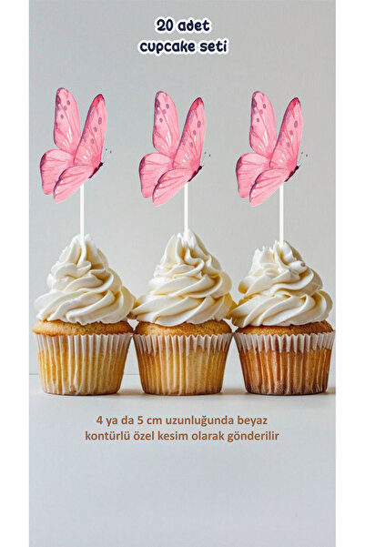 Sinek Kupası Tasarım Kelebek Temalı Konsept Kürdanlı Cupcake Süsü Doğum Günü ...