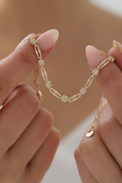 Mucize Kuyumculuk 14 Ayar Altın Yonca Taşlı Bileklik