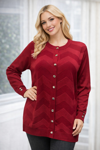 Elçelya Moda Women's Elegant Model Zigzag Patterned Buttoned Mercerized Mothe...