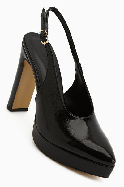 Limoya Ramia Black Pointed Toe Platform Heeled Women's Shoes