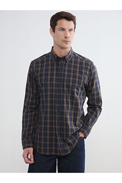 LC Waikiki Brown Regular Fit Plaid Men's Shirt