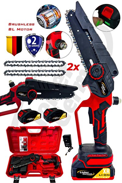 Lieber German Kömürsüz Motor 21 Volt 4 Amp 20 Cm Palalı 2x Zincirli Odun Bıçk...