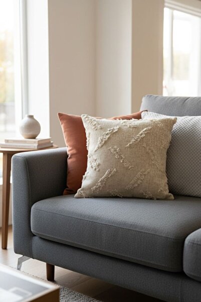 ŞENER HOME Κάλυμμα μαξιλαριού διπλής όψης από σενίλ με σχέδιο γενειάδας Toprak