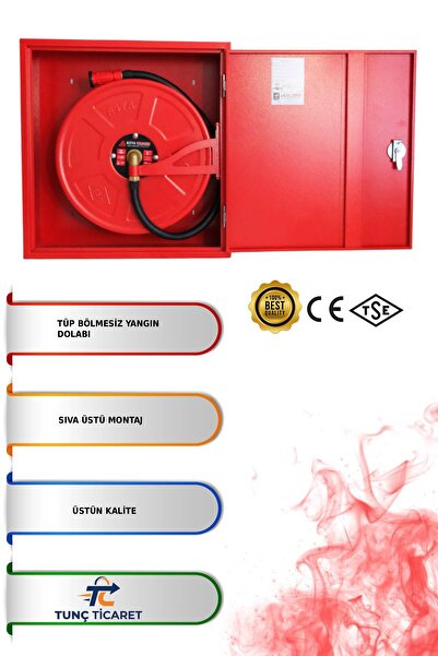 TUNÇ ONLİNE TUNÇ TİCARET 1” Tek Saç Kapak 30MT Hortumlu 1MM Sıva Üstü Yangın ...