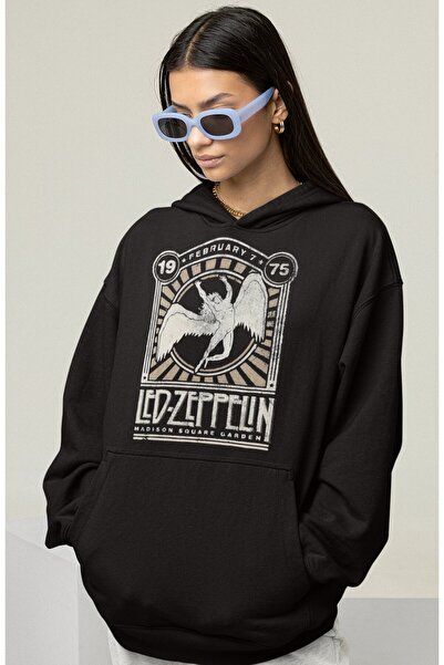 SEVBANO تصميم هودي ليد زيبلين مطبوع للجنسين قصة فضفاضة روك ميتال موسيق آل سيه...