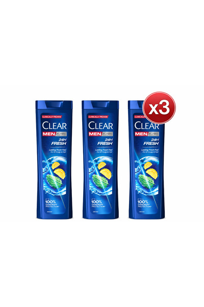 Clear 3X Pack - Men Anti-Dandruff Shampoo 24H Fresh 360 ml – Long-Lasting Fre...