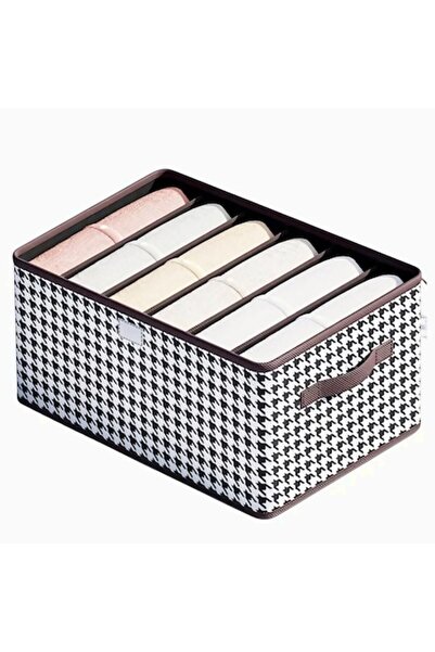 DAMUR Storage Box for Clothes, DAMUR, 6 Compartments, Black-White, 44x30x20cm