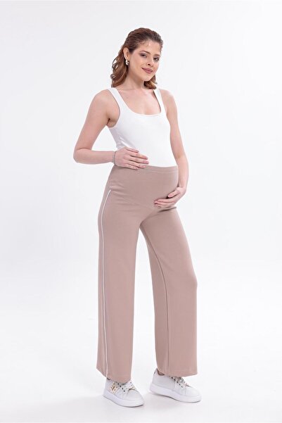 SERRAXXL Palazzo Wide-Leg Pregnancy Pants with Striped Details