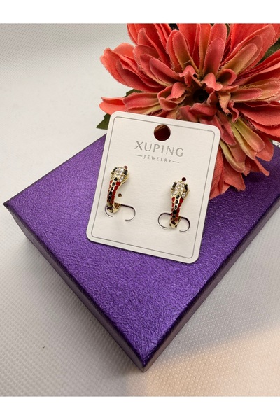 XUPING JEWELRY KUYUMCU SERİ 14K RENGİ YILAN MODEL ÇELİK KÜPE