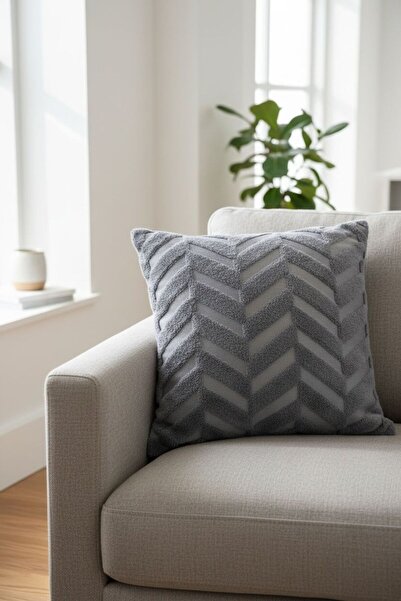 ŞENER HOME Wellsoft Double-Sided Throw Pillow Cover Anthracite