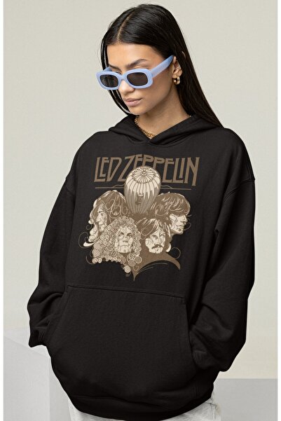 SEVBANO هودي ليد زيبلين روك ميتال مطبوع للجنسين قصة فضفاضة موسيقى جروبي هودي