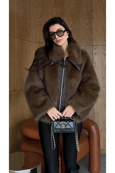 HAZELANNA Zippered Bitter Brown Fur