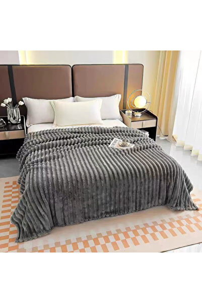 FIONNA.RO Cocolino Striped Blanket Medium Thickness 200x230cm - Anthracite Grey